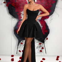 Black Off-shoulder Midi Bodycon 7