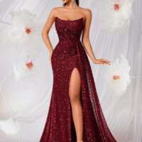 Burgundy Sequin Mermaid Fitted | Polyester–Spandex Knit detail 7