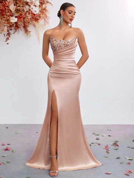 Black Sequin Bodycon Strapless Dress 7