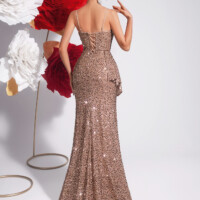 Khaki Sequin Slim Mermaid Strapless Dress 7