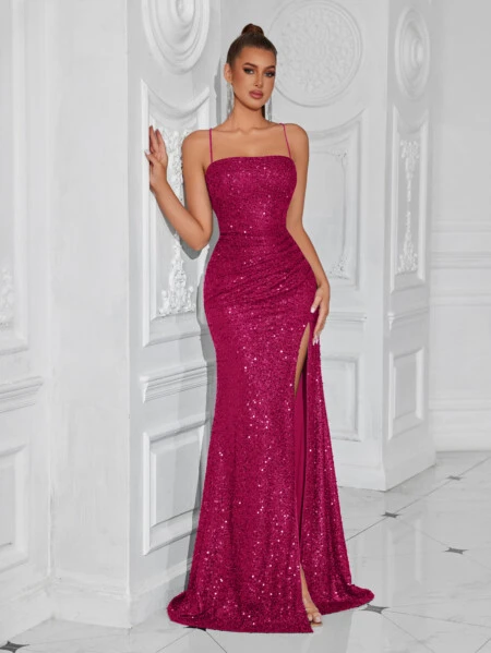 Khaki Sequin Slim Strapless Dress 7