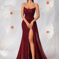 Burgundy Sequin Mermaid Fitted | Polyester–Spandex Knit detail 8