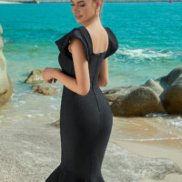 Black Spaghetti Strap Mermaid Fitted 9