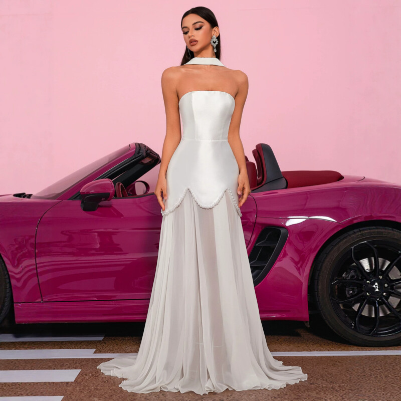 White Color-block Dress | Polyester–Spandex Knit