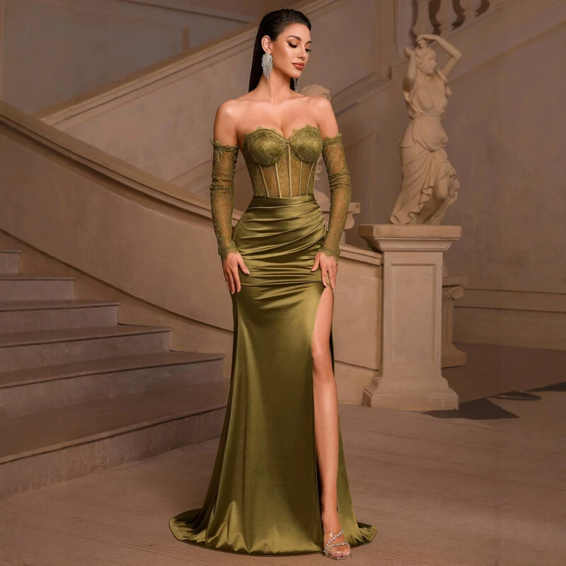 Green Lace Dress | Polyester–Spandex Knit