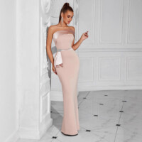 Apricot Rhinestone Color-block Maxi Fitted 1