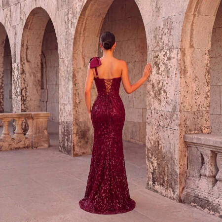 Burgundy Sequin Mermaid | Polyester–Spandex Knit main 2
