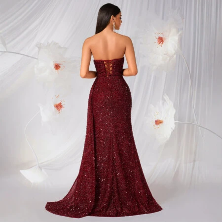 Burgundy Sequin Mermaid Fitted | Polyester–Spandex Knit main 2