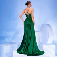 Green Spaghetti Strap Maxi Fitted 2