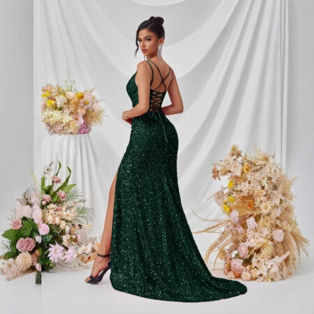Navy Sequin Slim Mermaid Strapless Maxi Dress 2