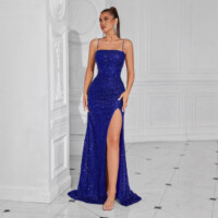 Khaki Sequin Slim Strapless Dress 2