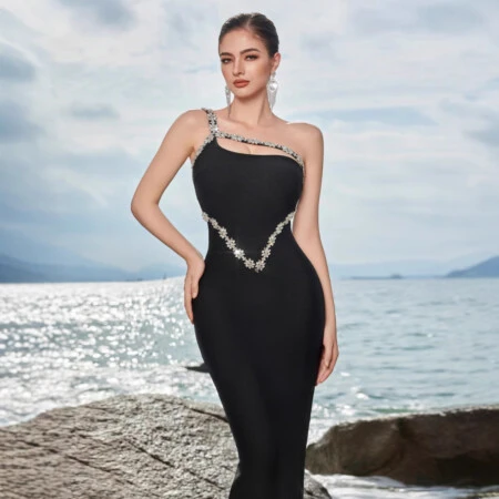 Black Bodycon Spaghetti Strap Maxi Dress Spaghetti Straps 3