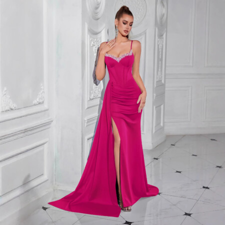 Black Rhinestone Color-block Maxi Dress 4