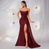 Blue Sequin Spaghetti Strap Mermaid Fitted | Polyester–Spandex Knit main 4