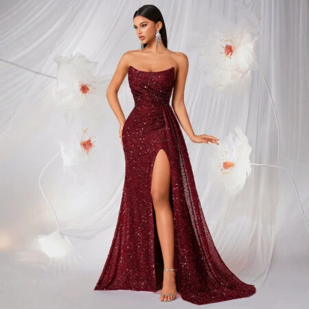 Blue Sequin Spaghetti Strap Mermaid Fitted | Polyester–Spandex Knit main 4