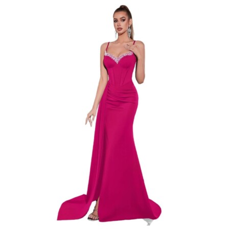 Black Rhinestone Color-block Maxi Dress 5