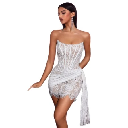 White Lace Midi Fitted 5