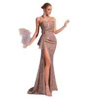 Khaki Sequin Slim Mermaid Strapless Dress 5